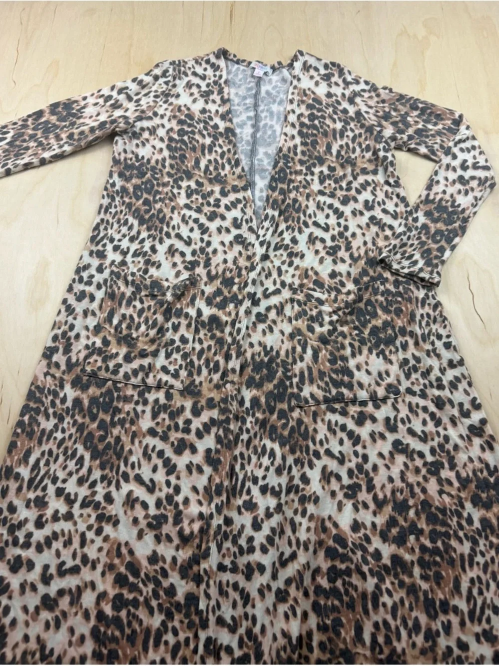 LuLaRoe Leopard Print Long Cardigan in Brown, Black, Cream